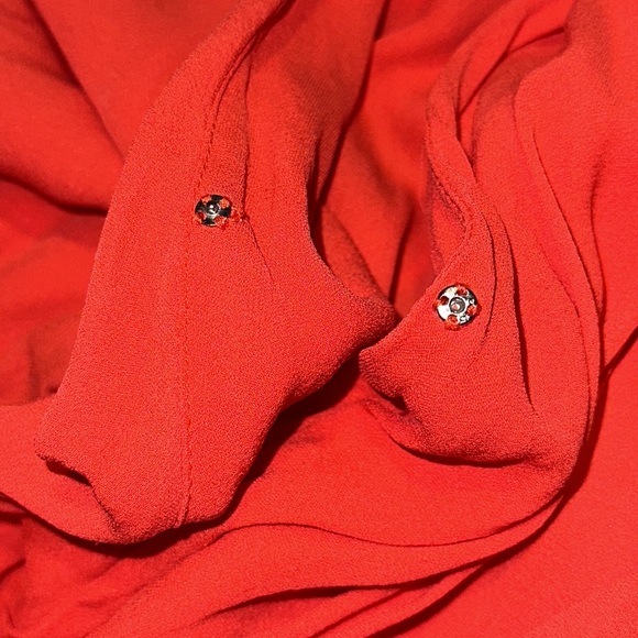 Parker Red Silk Snap Front Mini Dress  XS EUC - Picture 7 of 16